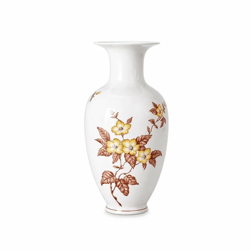 Wintageowy ceramiczny wazon z kwiatowym zdobieniem